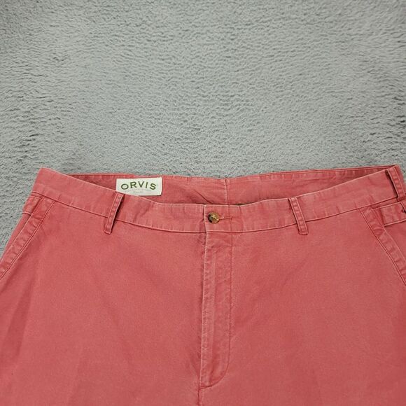 Orvis Shorts Mens 40 Pink‎ Chino Mid Rise Twill Flat Front 9" Inseam Outdoor - Picture 2 of 9